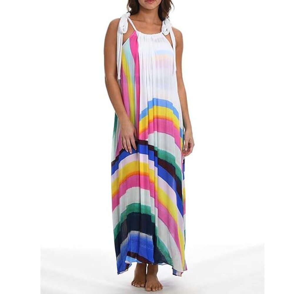 NWT Sunshine 79 Women's Rainbow Retro Maxi Dress Swimsuit Cover Up One Size